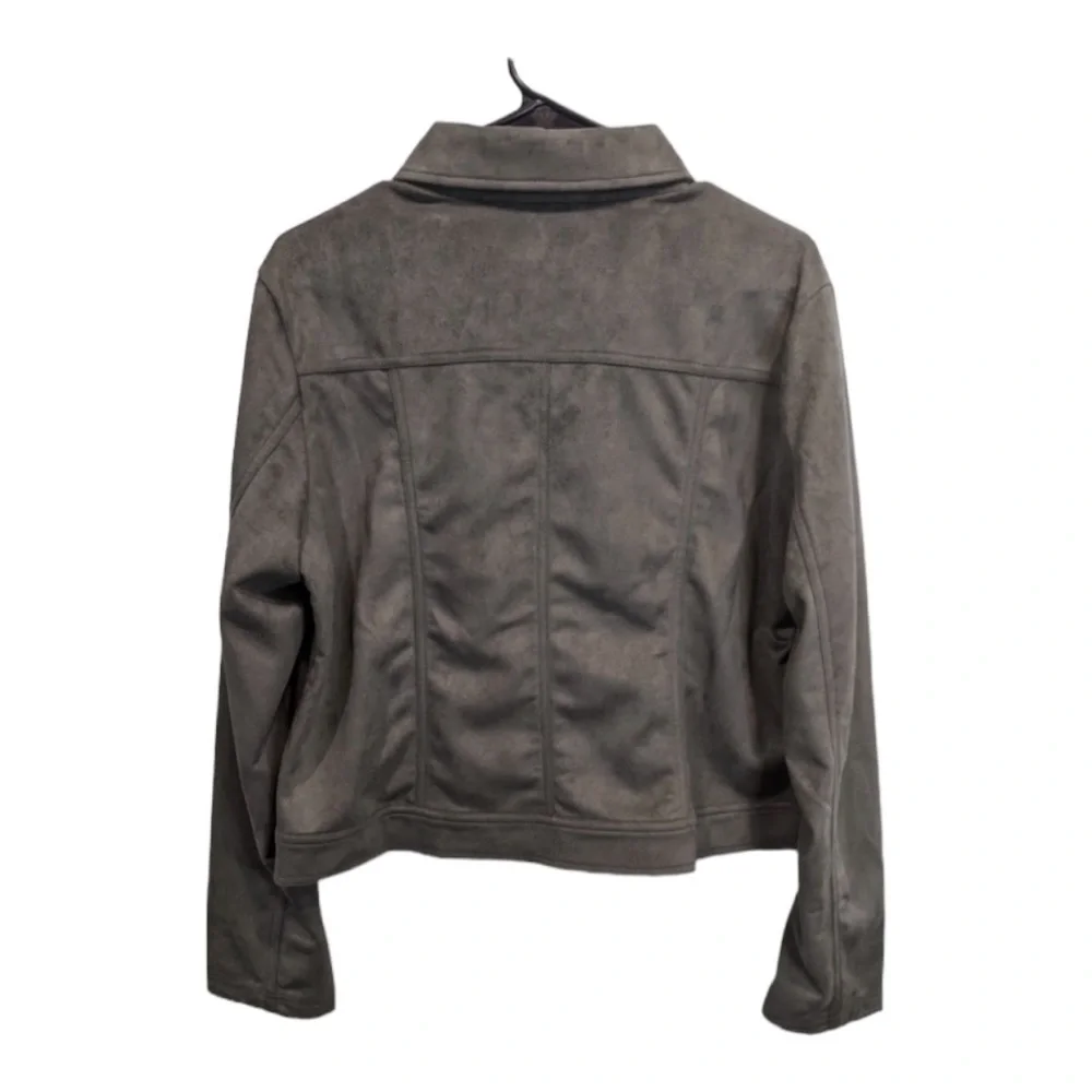 Peach Mara Moto Full Zip Vegan Suede Jacket in Moss Green NWT - Picture 2 of 7